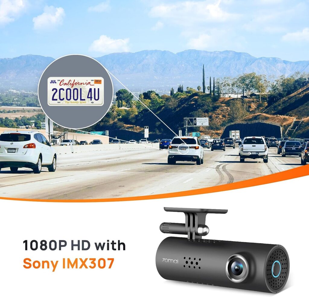 70mai Smart Dash Cam 1S, 1080P Full HD, Smart Dash Camera for Cars, Sony IMX307, Built-in G-Sensor, Powerful Night Vision, WDR