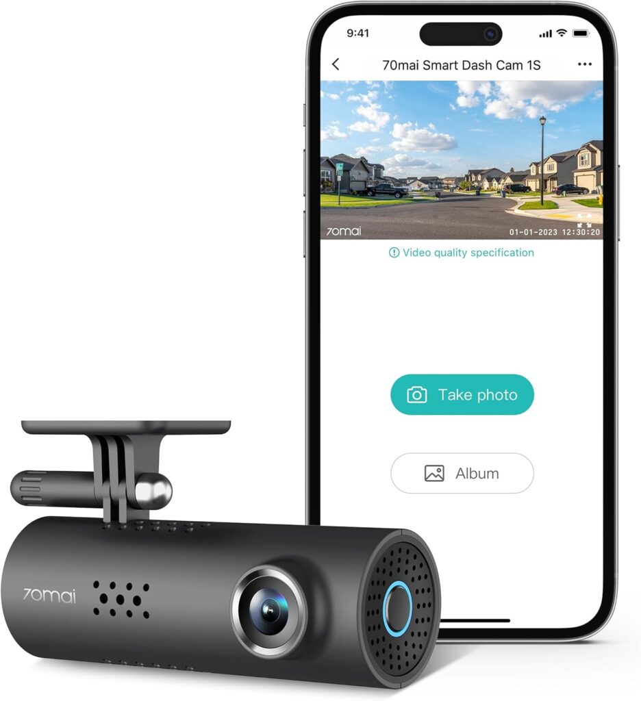70mai Smart Dash Cam 1S, 1080P Full HD, Smart Dash Camera for Cars, Sony IMX307, Built-in G-Sensor, Powerful Night Vision, WDR