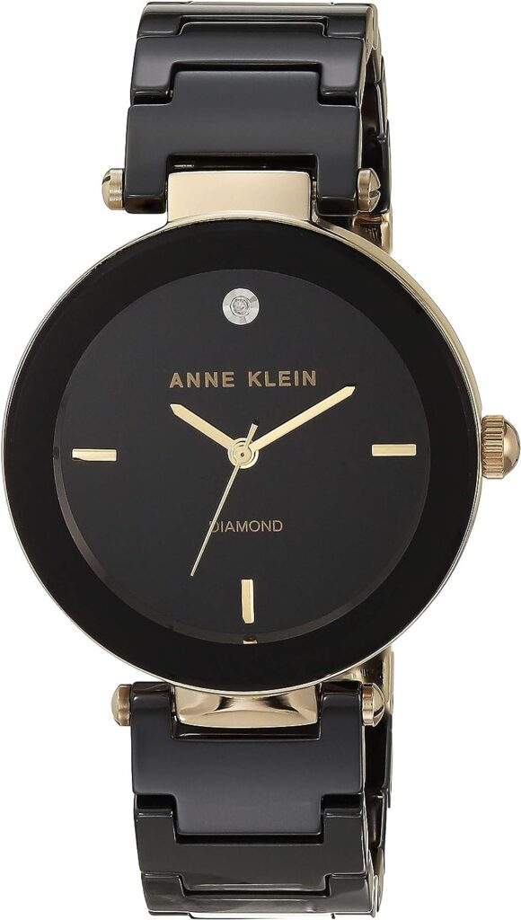 Anne Klein Womens Genuine Diamond Dial Ceramic Bracelet Watch