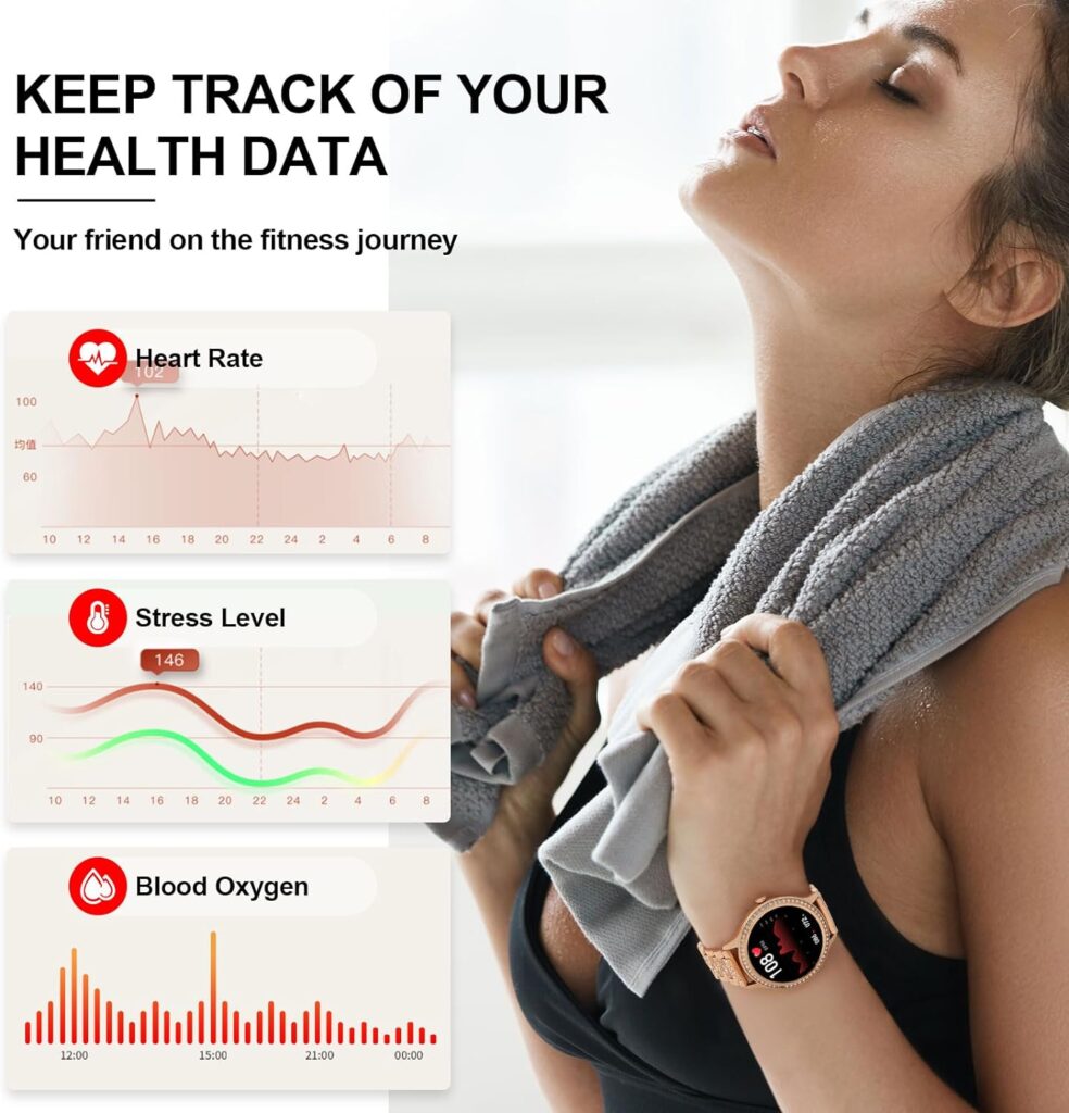 Avxtc Smart Watch for Women 1.32 Fitness Tracker with Answer/Make Calls,24/7 Heart Rate, Blood Oxygen, Stress and Sleep Tracker,20 Sports Modes, Fitness Watch Compatible Android iOS
