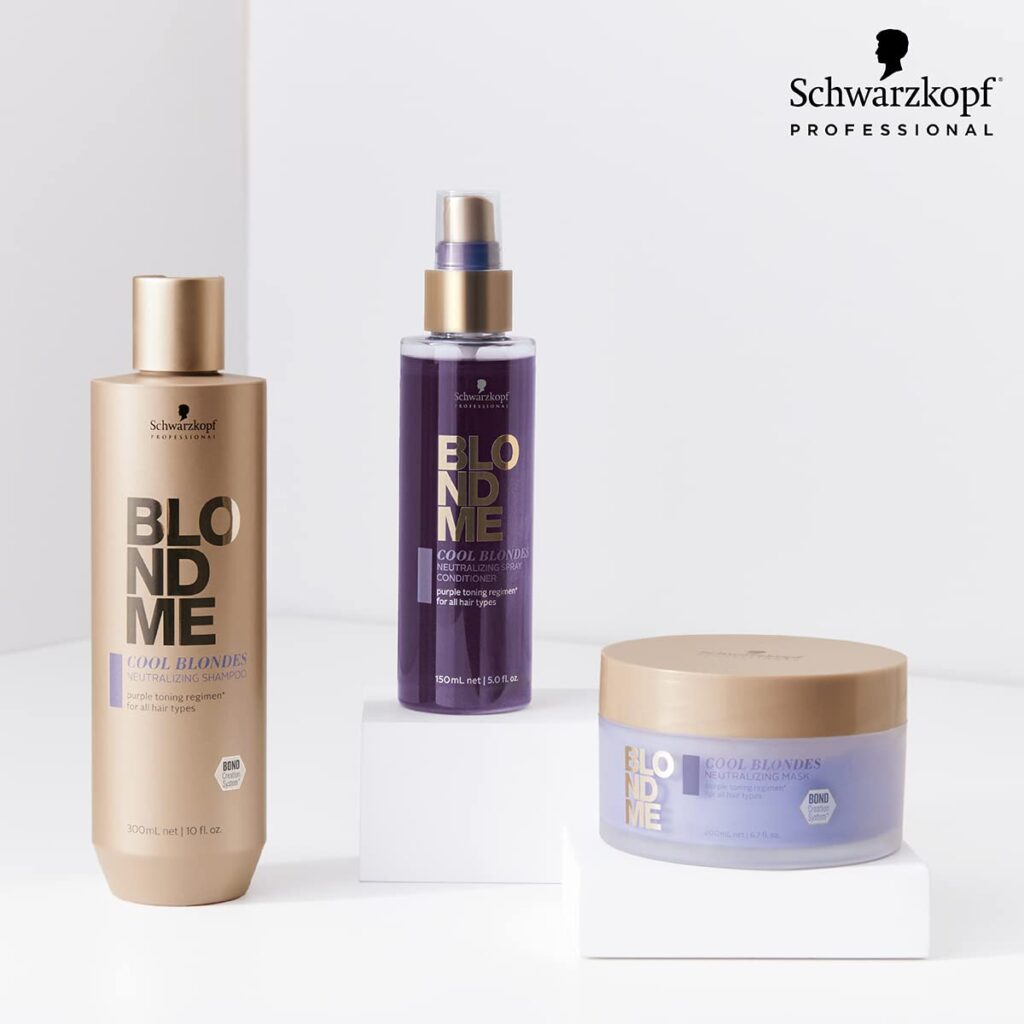BlondMe Cool Blondes Neutralizing Shampoo – Moisturizing Hair Cleanser with Purple Toning Pigments – Neutralizes Yellow Tones and Brassiness in All Blonde Hair Types, 300ml