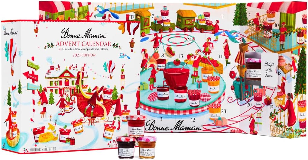 Bonne Maman 2023 Limited Edition Advent Calendar, 23 Mini Spreads and 1 Honey
