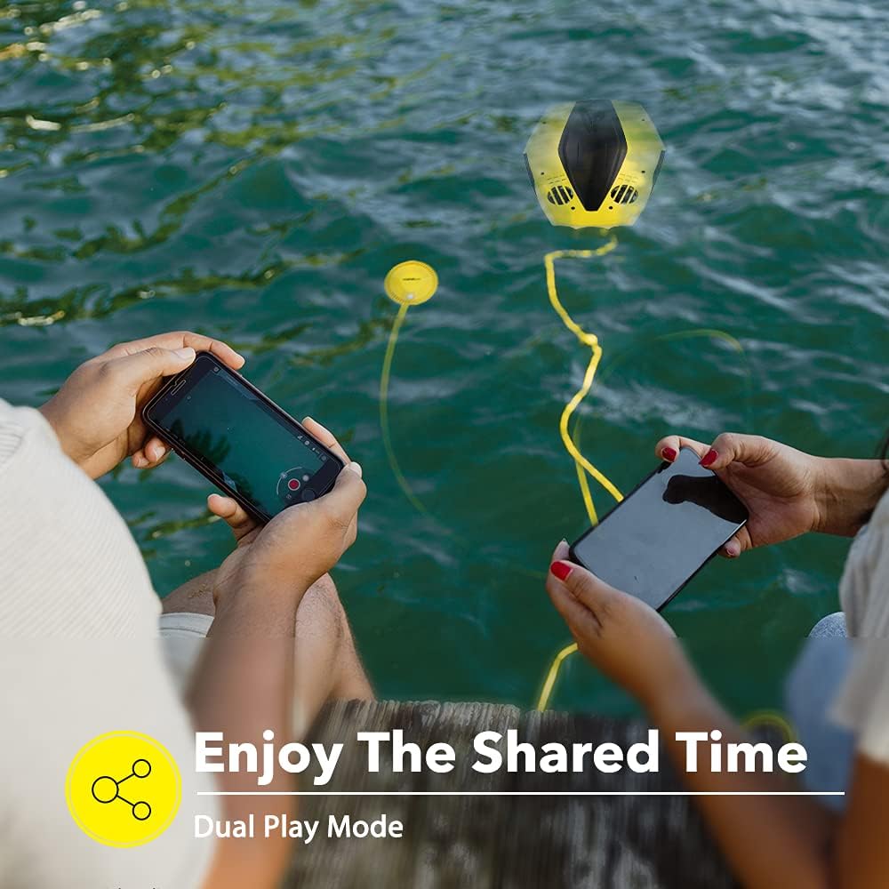 CHASING Dory Underwater Drone - Small-Sized 1080p Full HD Underwater Drone with Camera for Real Time Viewing, APP Remote Control and Portable with Carrying Case, WiFi Buoy and 49 ft Tether, ROV，Yellow