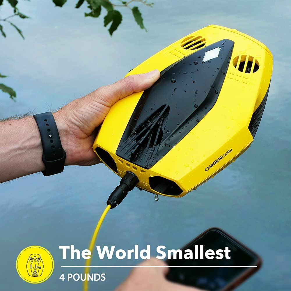 CHASING Dory Underwater Drone - Small-Sized 1080p Full HD Underwater Drone with Camera for Real Time Viewing, APP Remote Control and Portable with Carrying Case, WiFi Buoy and 49 ft Tether, ROV，Yellow