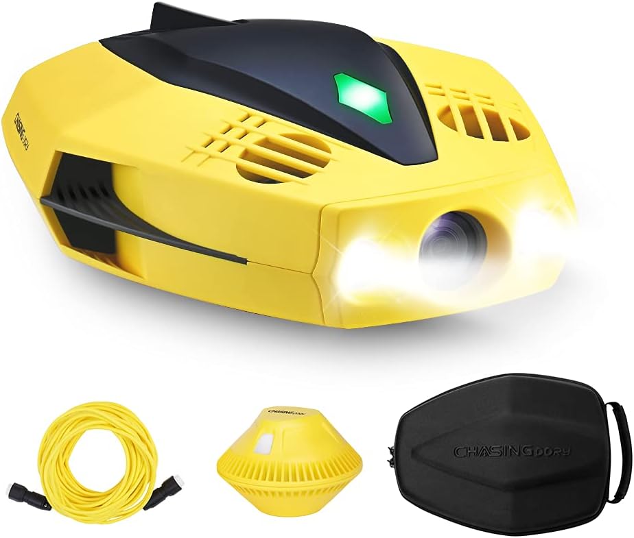 CHASING Dory Underwater Drone - Small-Sized 1080p Full HD Underwater Drone with Camera for Real Time Viewing, APP Remote Control and Portable with Carrying Case, WiFi Buoy and 49 ft Tether, ROV，Yellow