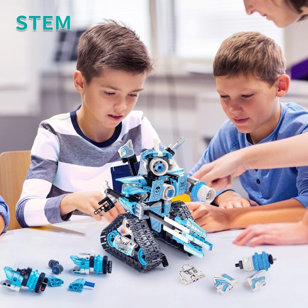 Coplus 5 in 1 STEM Robot Building Kit, App Remote Control Cars Building Toys Sets, 398 Pcs Educational DIY Engineering Blocks for Kids, for 6+ Years Old Boys Girls