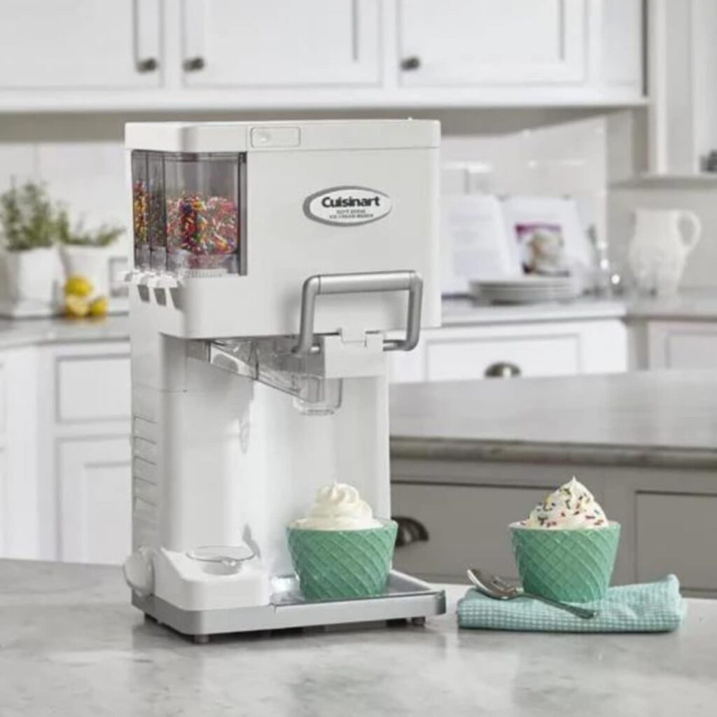 Cuisinart Ice Cream Maker Machine, 1.5 Quart Mix It In Soft Serve, Yogurt, Sorbet, Sherbet Maker, White, ICE-45P1