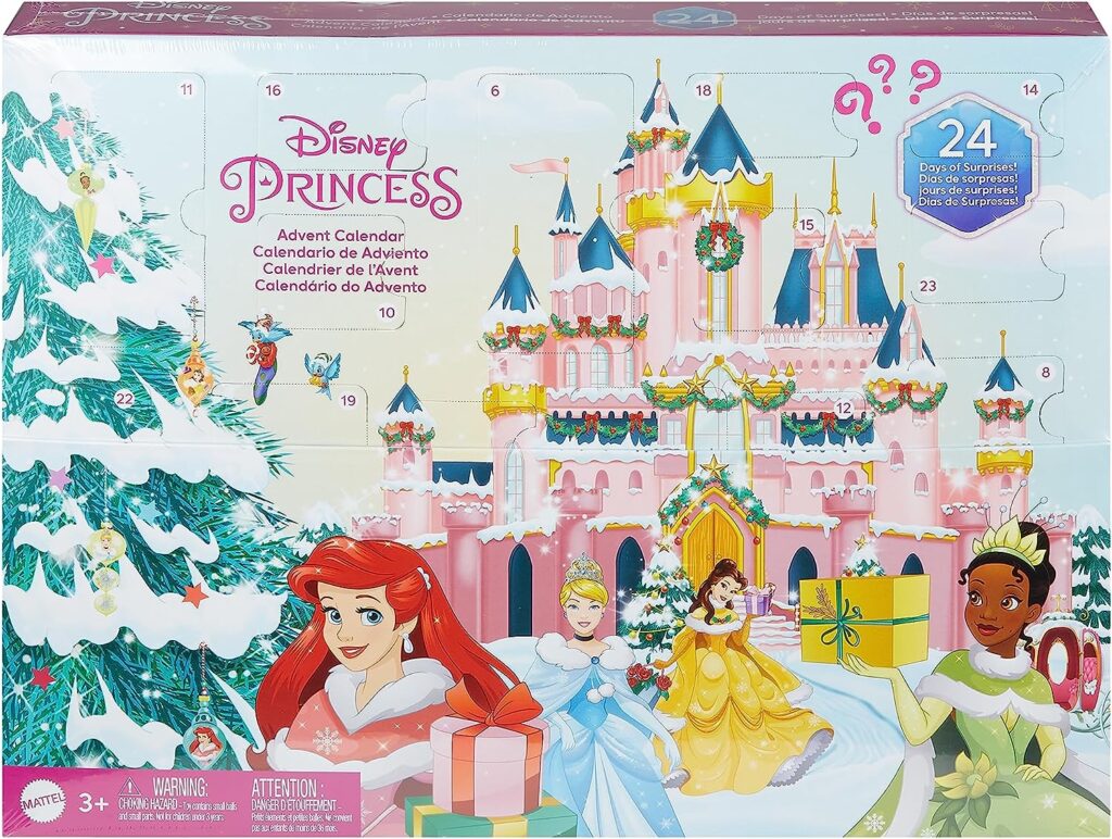 Disney Princess Advent Calendar, 24 Days of Surprises Include 4 Princess Small Dolls, 5 Friends  16 Accessories (Amazon Exclusive)