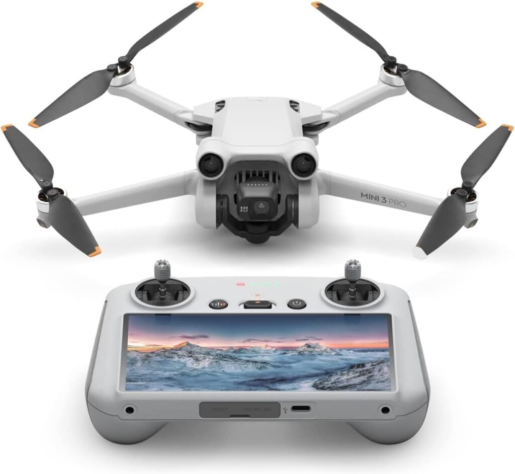 DJI Mini 3 Pro (DJI RC) - Fly More Kit Lightweight and Foldable 34-min Flight Time Camera Drone Bundle with Built in Monitor, with 128 GB SD, 3.0 USB Card Reader, Landing Pad, Backpack and More