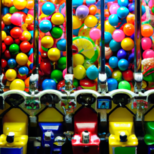 Arcade claw machine with mini candy prizes