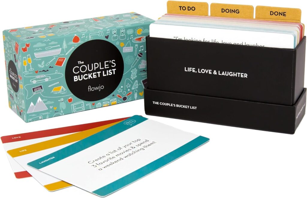 Flowjo Couples Bucket List - The Couple Games - Couple Cards Date Night Gifts - 100 Romantic Adventurous Couples Date Ideas - Reconnect, Bond, and Ignite The Spark of Deeper Love!