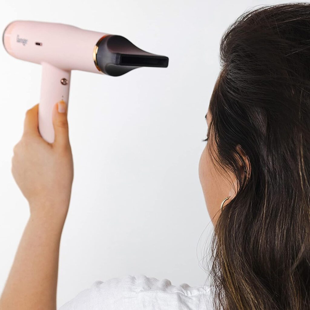 LANGE HAIR Le Styliste Luxury Hair Dryer | Quiet Brushless Blow Dryer with Diffuser | 1875 Watts for 4X Faster Drying | Hairdryer with 3 Heat Speed Settings | Best Hair Dryers for Blowouts (Blush)