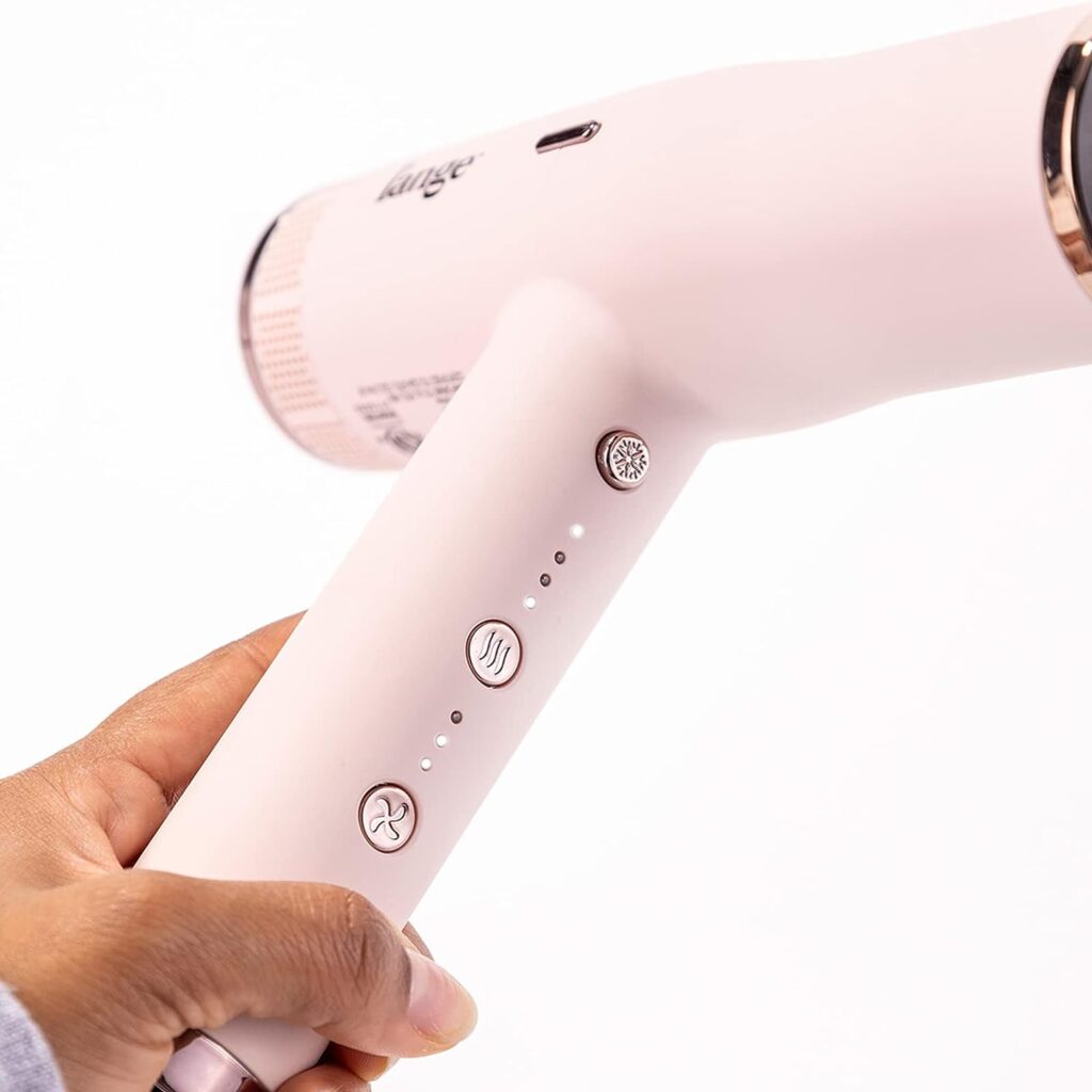 LANGE HAIR Le Styliste Luxury Hair Dryer | Quiet Brushless Blow Dryer with Diffuser | 1875 Watts for 4X Faster Drying | Hairdryer with 3 Heat Speed Settings | Best Hair Dryers for Blowouts (Blush)