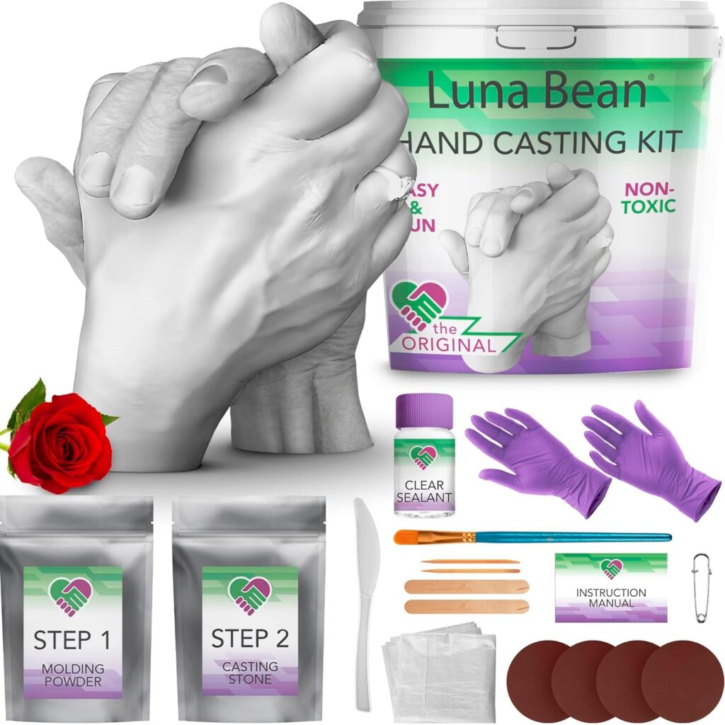 Luna Bean Hand Casting Kit - Hand Mold Kit Couples Gifts - Christmas Gifts for Women, Gifts for Mom - Gifts for Her, Him - Unique Anniversary Bridal Shower Gifts, Wedding, Engagement, Grandma Gifts