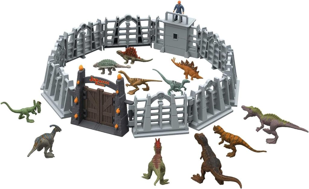 Mattel Jurassic World Dominion 2023 Holiday Advent Calendar, 24-Day Countdown, Daily Surprise of Mini Dinos, Humans Gate Pieces