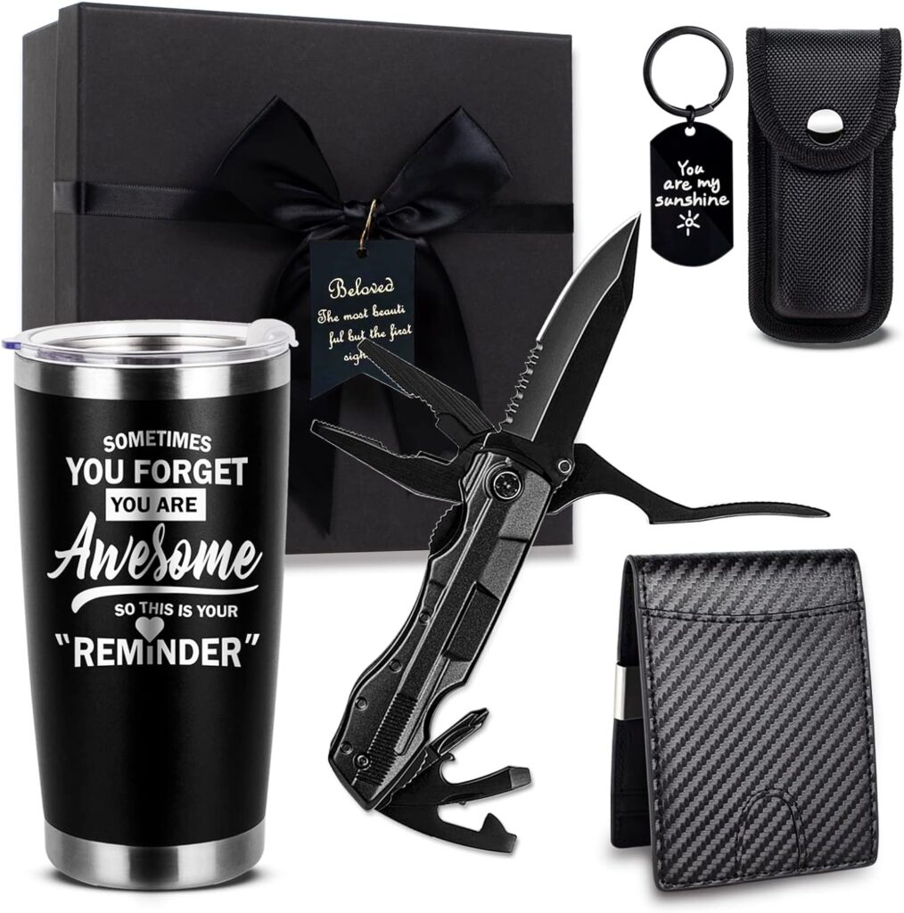 Mkeevee Birthday Gifts for Men Funny Christmas Gifts Baskets for Him Father’s Day for Dad Anniversary Who Have Everything for Husband, Boyfriend, Brother, Son, Grandpa Tumbler Multitool Gift Set