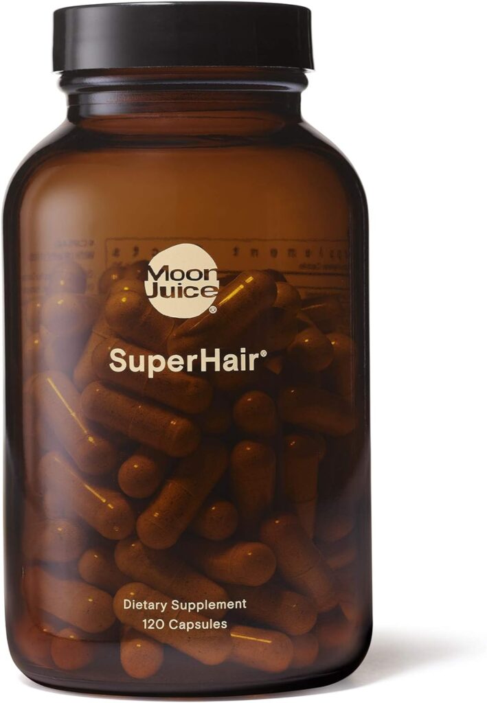 Moon Juice SuperHair Natural Hair Nutrition Supplement Multivitamin for Healthier, Thicker, Stronger Hair-250mg Ashwagandha, 500mcg Biotin 120mg SawPalmetto - Vegan, Non-GMO (120 Capsules) …