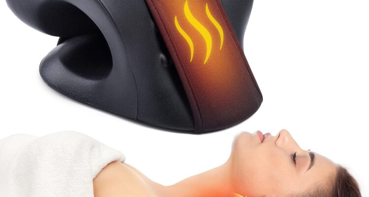 Heated neck stretcher for pain relief