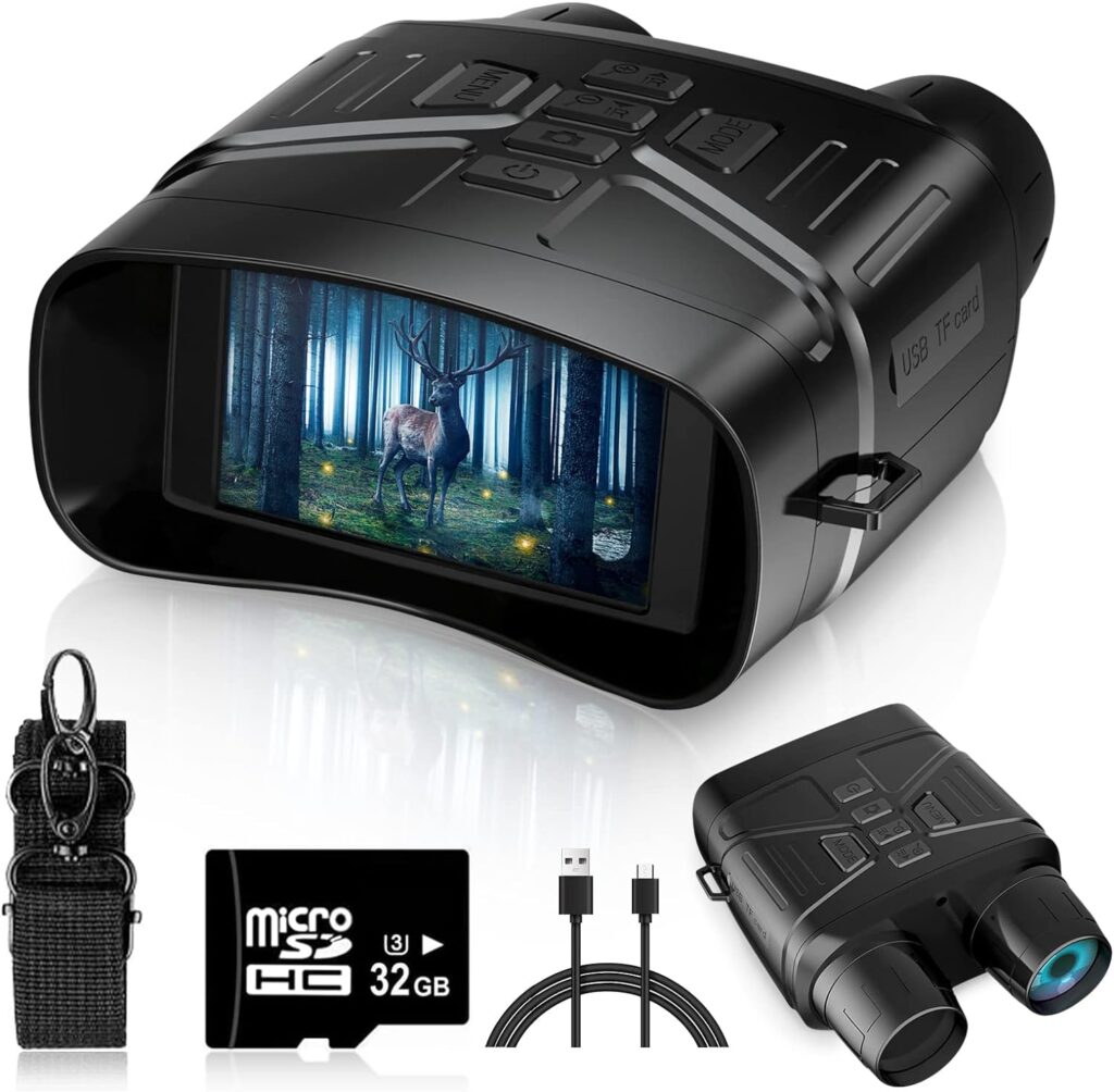 Night Vision Goggles - 4K Night Vision Binoculars for Adults, 3 Large Screen Binoculars can Save Photo and Video with 32GB Memory Card Rechargeable Lithium Battery