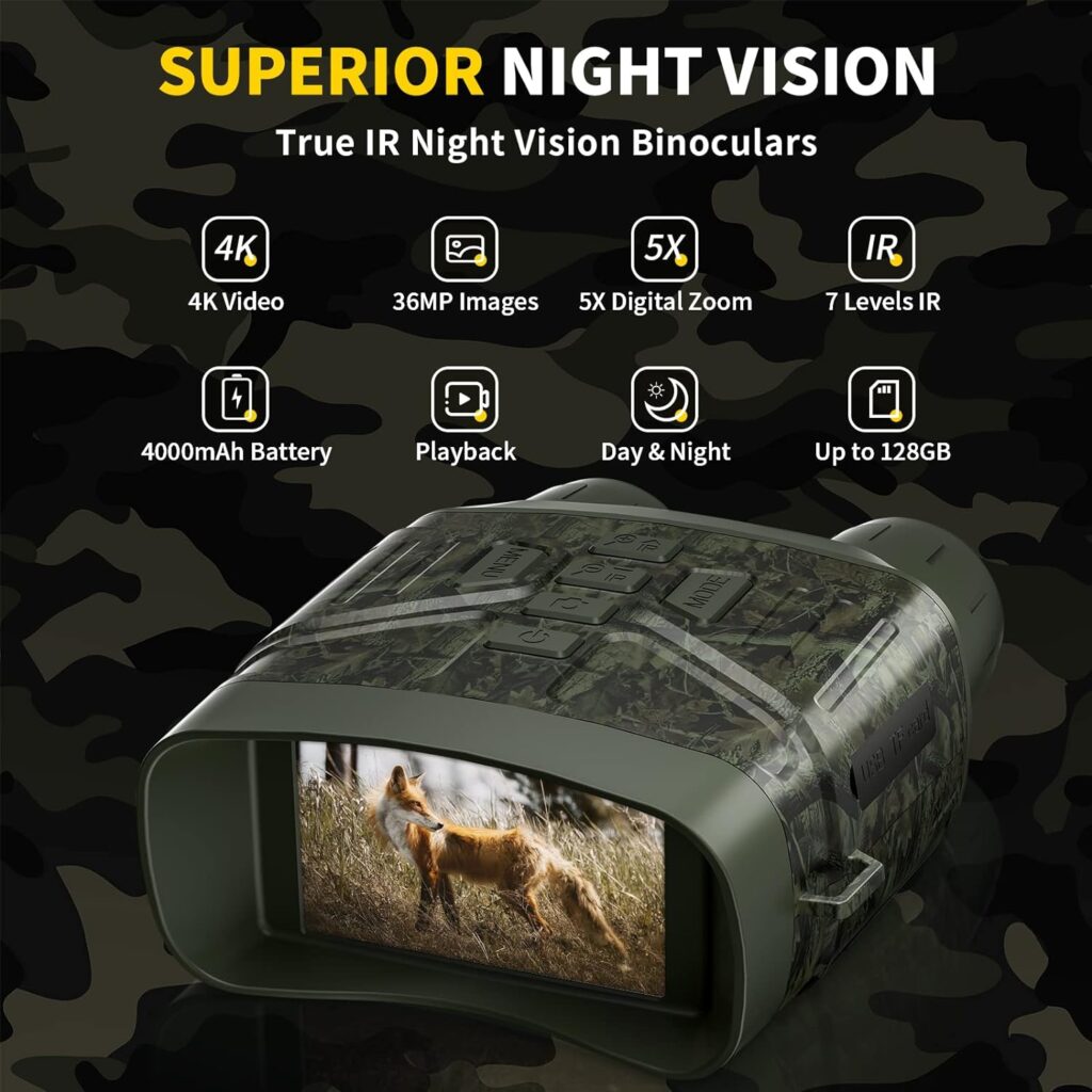 Night Vision Goggles - 4K Night Vision Binoculars for Adults, 3 Large Screen Binoculars can Save Photo and Video with 32GB Memory Card Rechargeable Lithium Battery