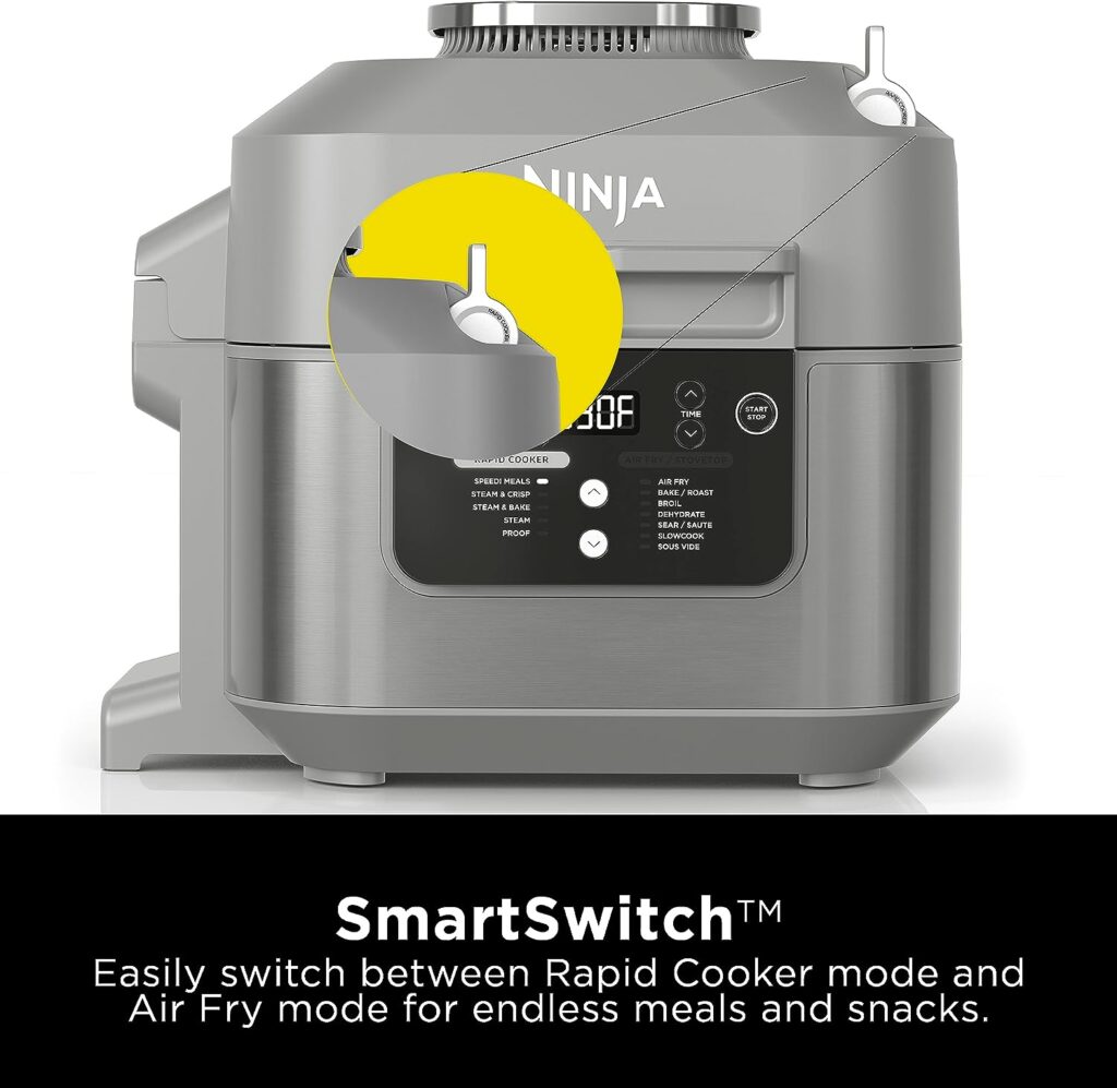Ninja SF301 Speedi Rapid Cooker Air Fryer, 6-Quart Capacity, 12-in-1 Functions to Steam, Bake, Roast, Sear, Sauté, Slow Cook, Sous Vide More, 15-Minute Speedi Meals All In One Pot, Sea Salt Gray