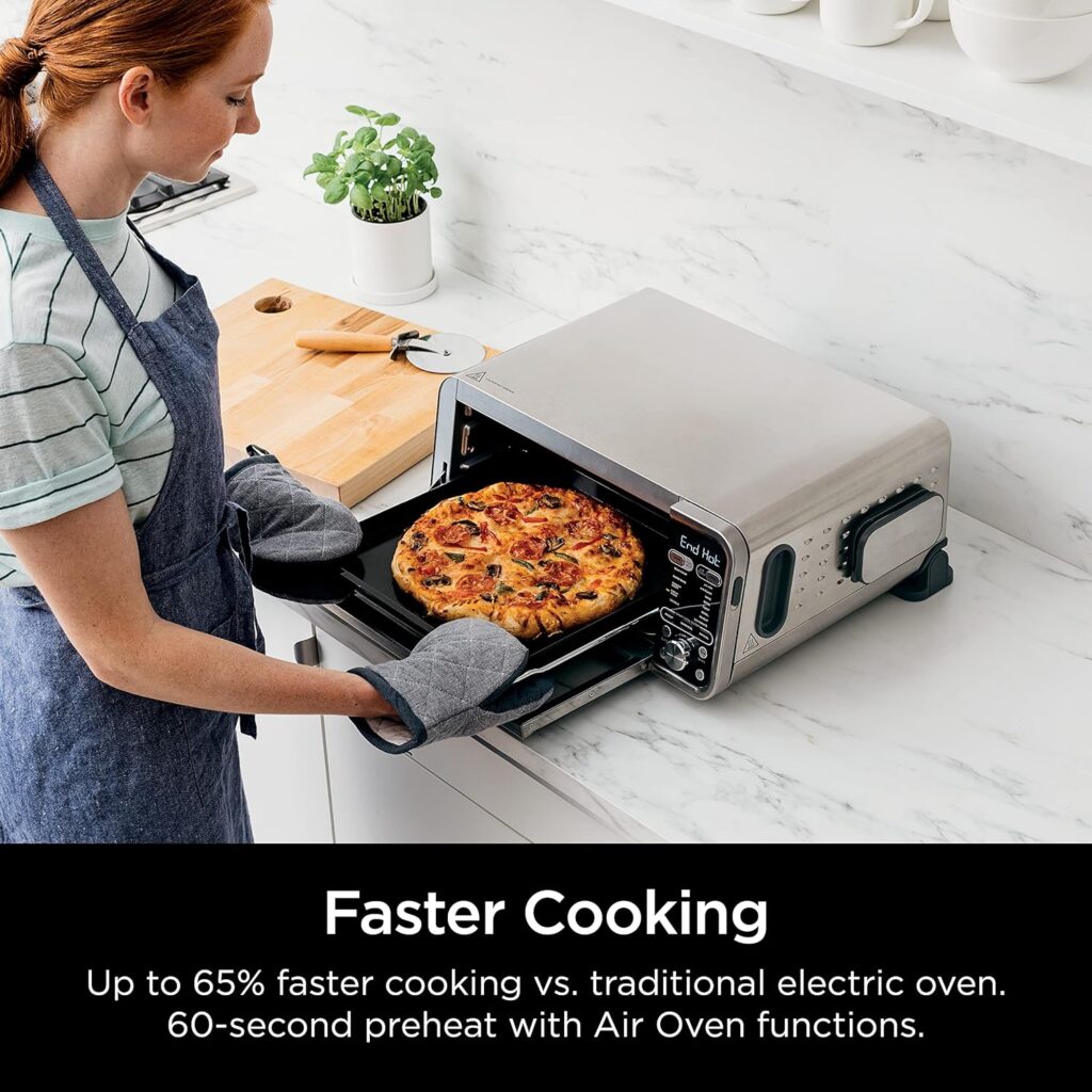 Ninja SP351 Foodi Smart 13-in-1 Dual Heat Air Fry Countertop Oven, Dehydrate, Reheat, Smart Thermometer, 1800-watts, Silver