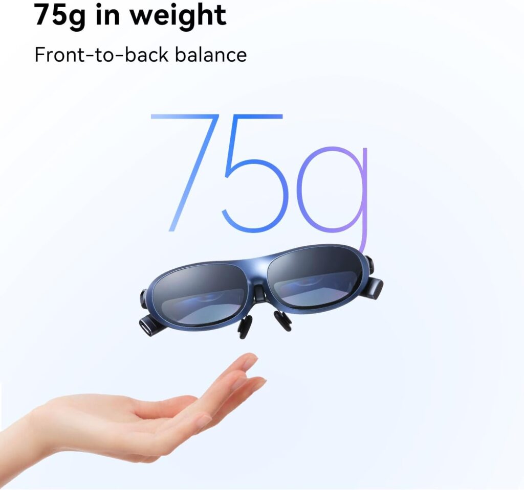 Rokid Max AR Glasses, Wearable Headsets Smart Augmented Reality Glasses for Video Display, Myopia Friendly Portable Massive 1080P Screen, Game, Watch on Android/iOS/PC/Tablets/Game Consoles