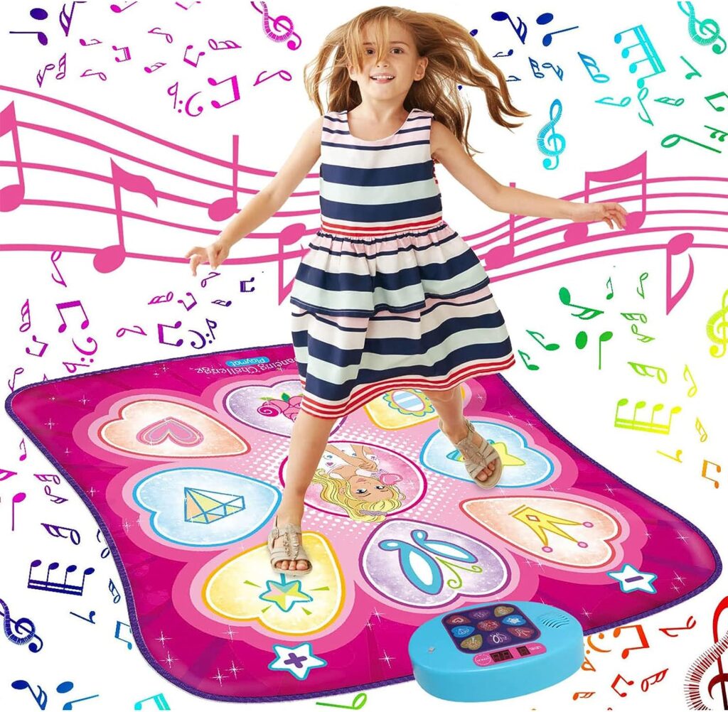 SUNLIN Dance Mat - Dance Mixer Rhythm Step Play Mat - Dance Game Toy Gift for Kids Girls Boys - Dance Pad with LED Lights, Adjustable Volume, Built-in Music, 3 Challenge Levels (3-12 Years Old)