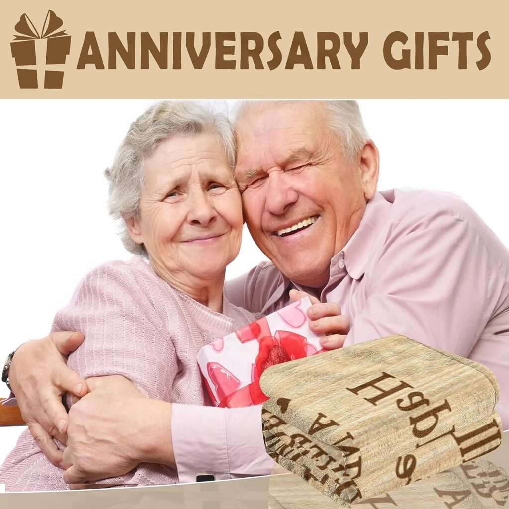 Wedding Anniversary Blanket Gifts for Him Her Wife Husband Men, Best Romantic Anniversary Marriage Gift for Couple Mom Dad Parents, Happy Anniversary for Girlfriend Boyfriend Gifts Blanket 60X 50