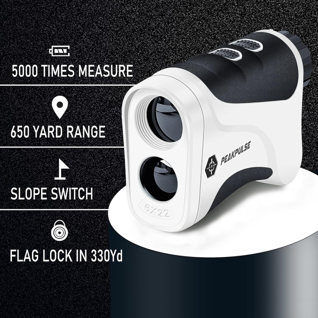 PEAKPULSE Golf Rangefinder with Slope, 650 Yards Laser Range Finder Golfing, Distance Finder, Flag Pole Locking Vibration︱ Fast Focus System