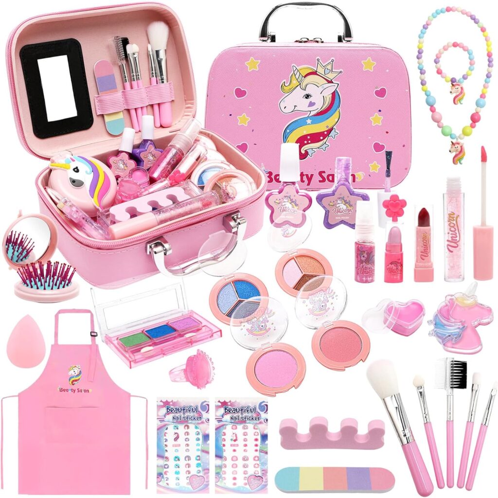 Toys for Girls-Kids Makeup Kit for Girl,29PCS Real Kids Toys for Girls Age 2 3 4 5 6 7 8 9 10 Year Old,Princess Christmas Birthday Gift Ideas for Little Girl,Children Makeup and Dress Up Jewelry Set