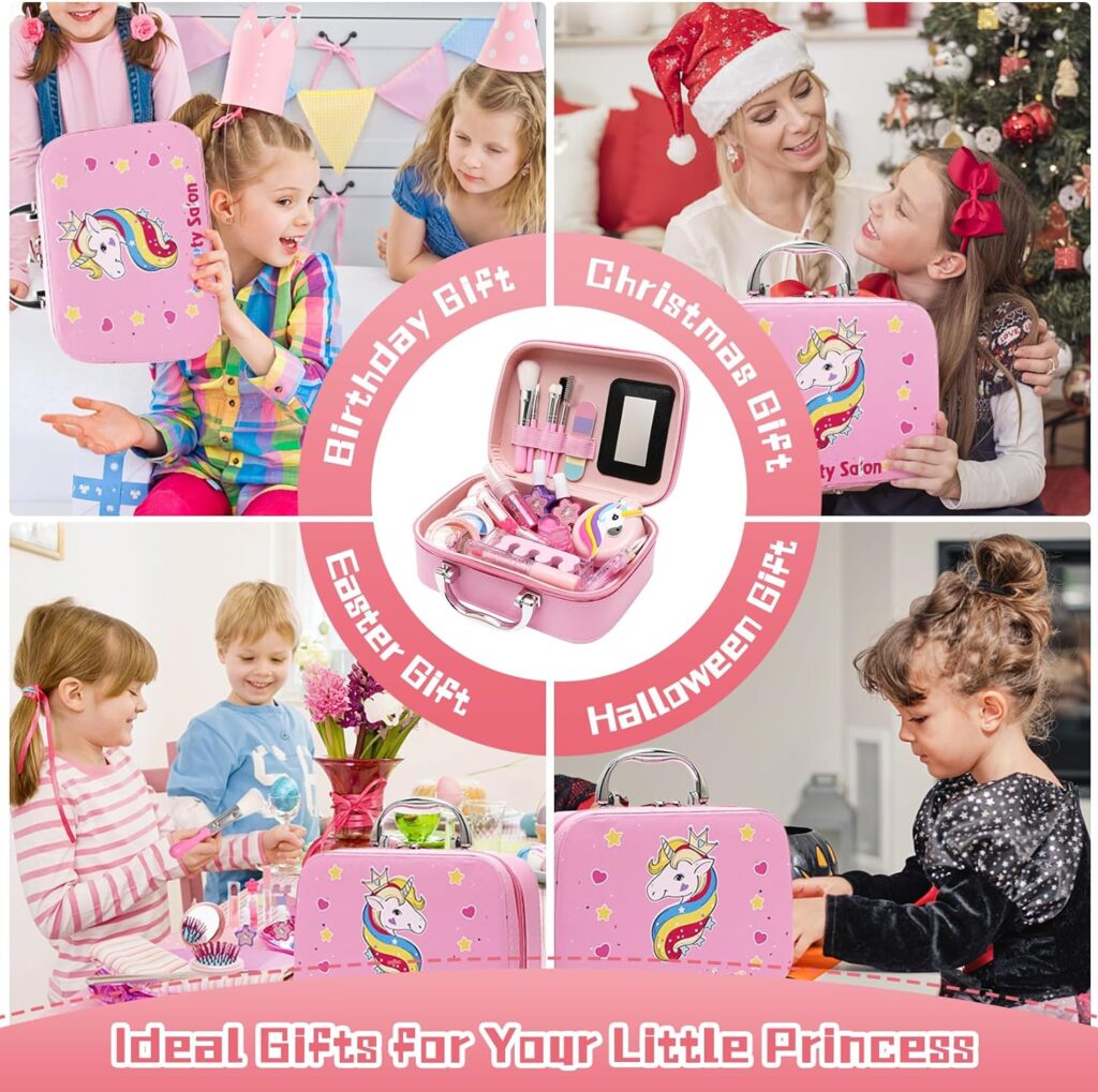 Toys for Girls-Kids Makeup Kit for Girl,29PCS Real Kids Toys for Girls Age 2 3 4 5 6 7 8 9 10 Year Old,Princess Christmas Birthday Gift Ideas for Little Girl,Children Makeup and Dress Up Jewelry Set