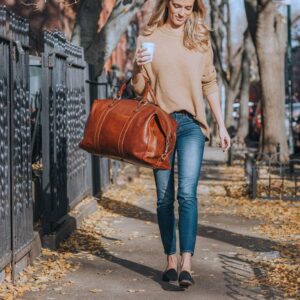 Roma Travel Bag Saddle Brown Large Italian Leather Weekender