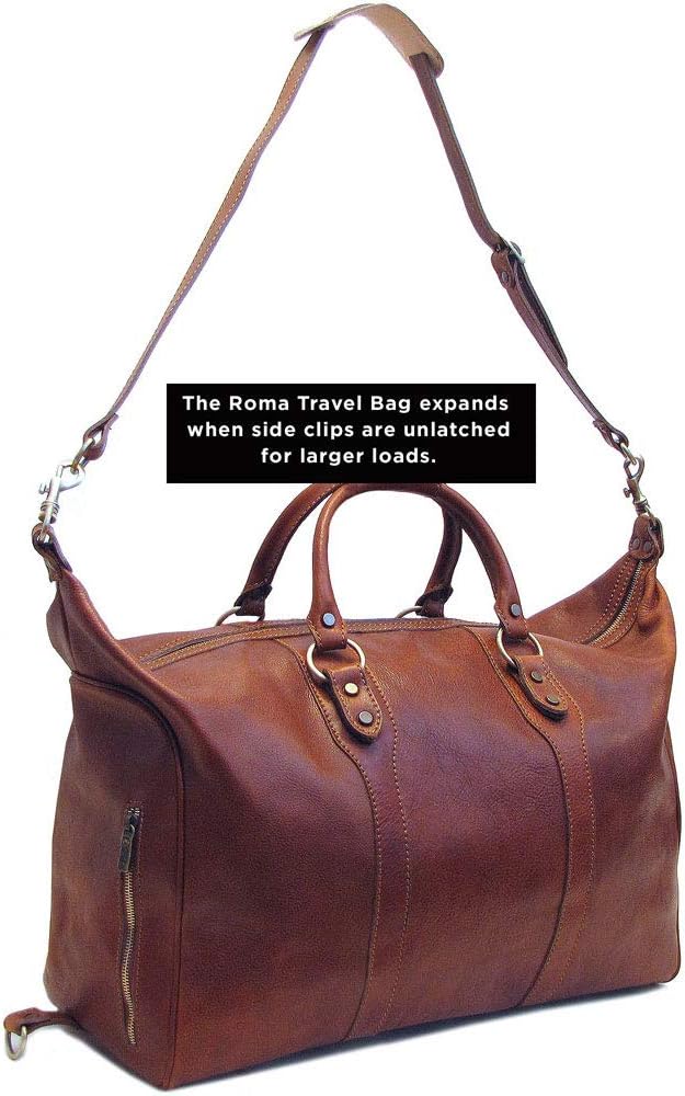 Roma Travel Bag Saddle Brown Large Italian Leather Weekender